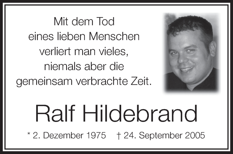  Traueranzeige für Ralf Hildebrand vom 24.09.2013 aus Schwäbische Zeitung