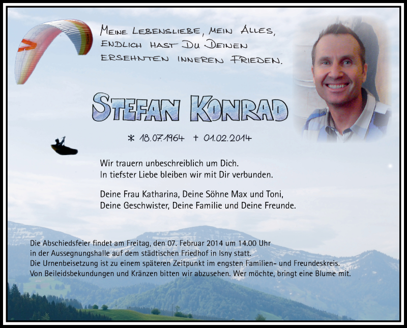  Traueranzeige für Stefan Konrad vom 05.02.2014 aus Schwäbische Zeitung