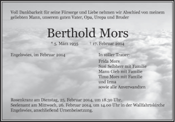 Anzeige von Berthold Mors von Schwäbische Zeitung