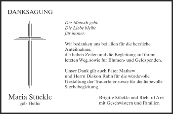Anzeige von Maria Stückle von Schwäbische Zeitung