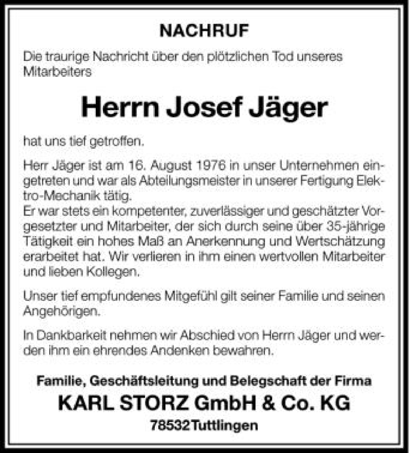  Traueranzeige für Josef Jäger vom 30.05.2012 aus Schwäbische Zeitung