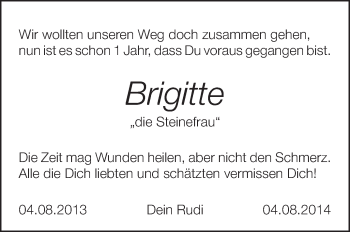 Anzeige von Brigitte Seitz-Pfeiffer von Schwäbische Zeitung