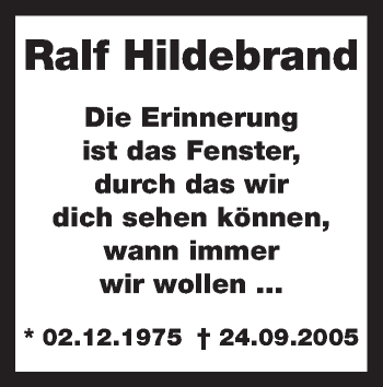Anzeige von Ralf Hildebrand von Schwäbische Zeitung