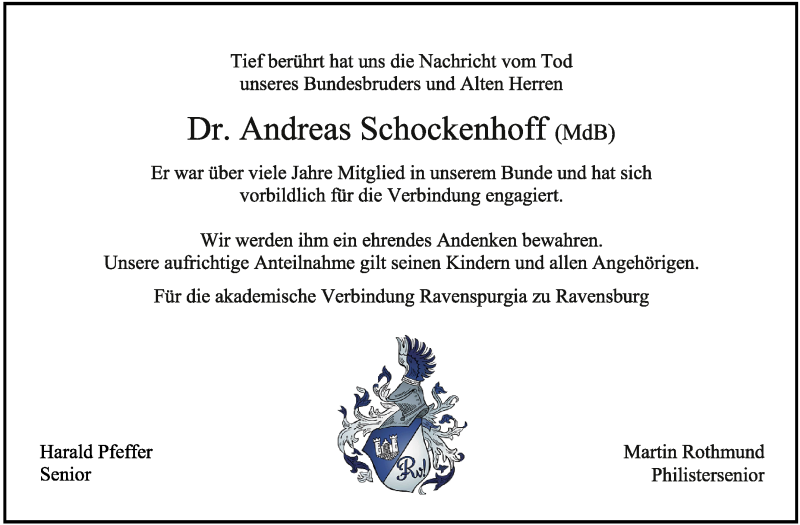  Traueranzeige für Andreas Schockenhoff vom 17.12.2014 aus Schwäbische Zeitung