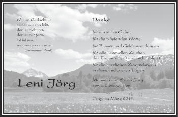 Anzeige von Leni Jörg von Schwäbische Zeitung