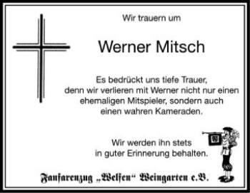 Anzeige von Werner Mitsch von Schwäbische Zeitung