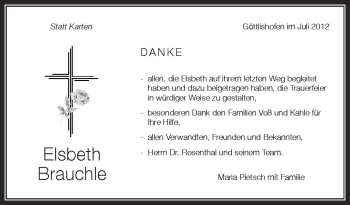 Anzeige von Elsbeth Brauchle von Schwäbische Zeitung