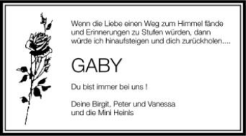 Anzeige von Gaby  von Schwäbische Zeitung