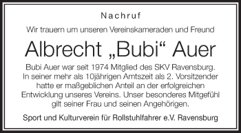 Anzeige von Albrecht Auer von Schwäbische Zeitung
