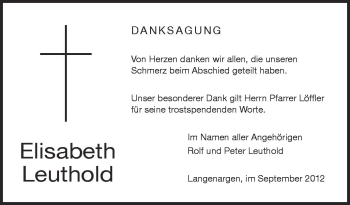 Anzeige von Elisabeth Leuthold von Schwäbische Zeitung
