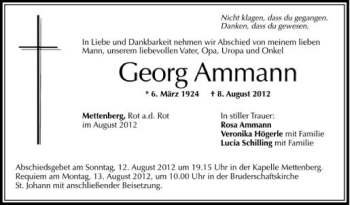 Anzeige von Georg Ammann von Schwäbische Zeitung