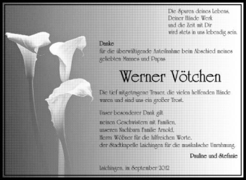 Anzeige von Werner Vötchen von Schwäbische Zeitung