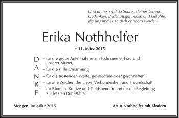 Anzeige von Erika Nothhelfer von Schwäbische Zeitung