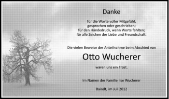 Anzeige von Otto Wucherer von Schwäbische Zeitung