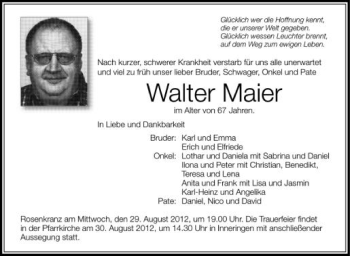 Anzeige von Walter Maier von Schwäbische Zeitung