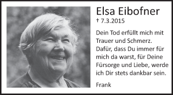 Anzeige von Elsa Eibofner von Schwäbische Zeitung