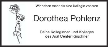 Anzeige von Dorothea Pohlenz von Schwäbische Zeitung