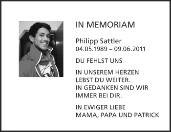 Anzeige von Philipp Sattler von Schwäbische Zeitung
