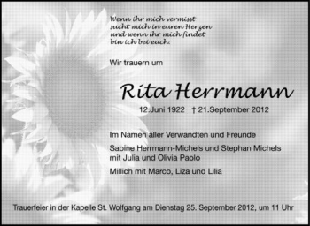 Anzeige von Rita Herrmann von Schwäbische Zeitung