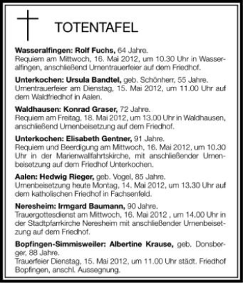 Anzeige von 6359479801  von Schwäbische Zeitung