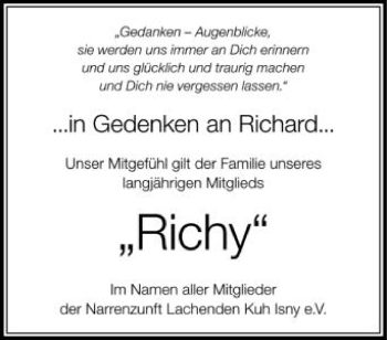 Anzeige von Richard  von Schwäbische Zeitung