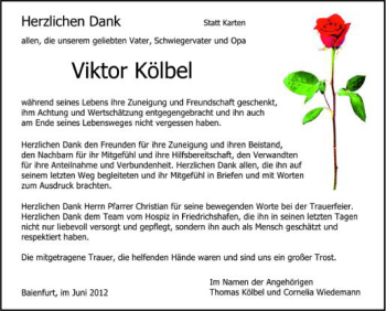 Anzeige von Viktor Kölbel von Schwäbische Zeitung