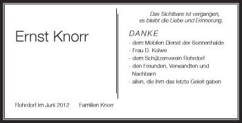 Anzeige von Ernst Knorr von Schwäbische Zeitung