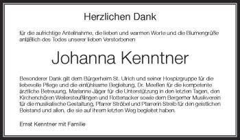 Anzeige von Johanna Kenntner von Schwäbische Zeitung