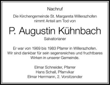 Anzeige von Augustin Kühnbach von Schwäbische Zeitung
