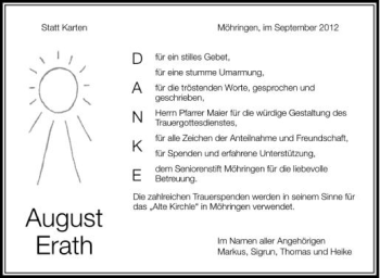 Anzeige von August Erath von Schwäbische Zeitung