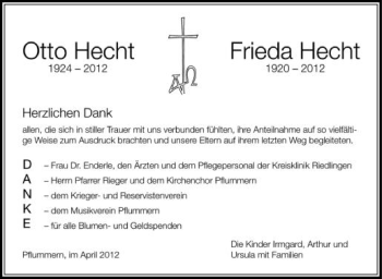 Anzeige von Otto Hecht von Schwäbische Zeitung