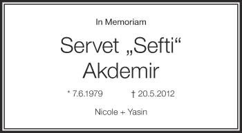 Anzeige von Servet Akdemir von Schwäbische Zeitung
