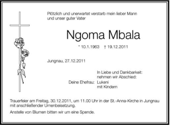 Anzeige von Ngoma Mbala von Schwäbische Zeitung