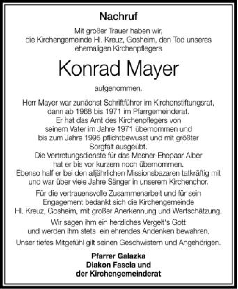  Traueranzeige für Konrad Mayer vom 26.07.2012 aus Schwäbische Zeitung