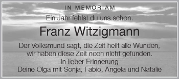 Anzeige von Franz Witzigmann von Schwäbische Zeitung