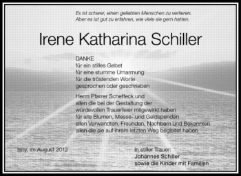 Anzeige von Irene Katharina Schiller von Schwäbische Zeitung