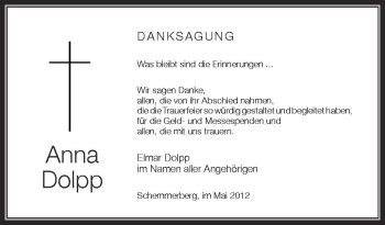 Anzeige von Anna Dolpp von Schwäbische Zeitung