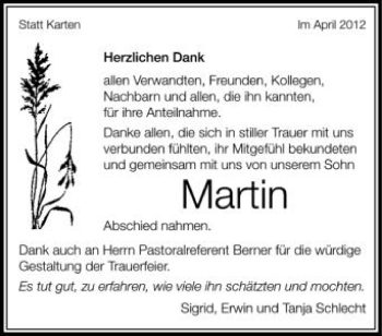 Anzeige von Martin  von Schwäbische Zeitung