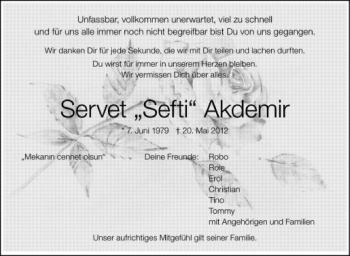 Anzeige von Servet Akdemir von Schwäbische Zeitung