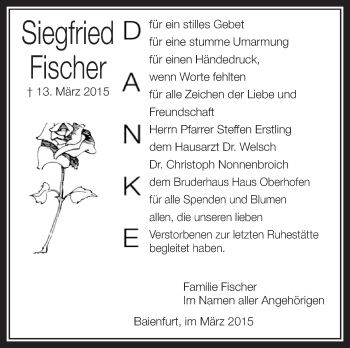 Anzeige von Siegfried Fischer von Schwäbische Zeitung