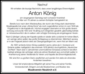Anzeige von Anton König von Schwäbische Zeitung