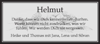 Anzeige von Helmut  von Schwäbische Zeitung