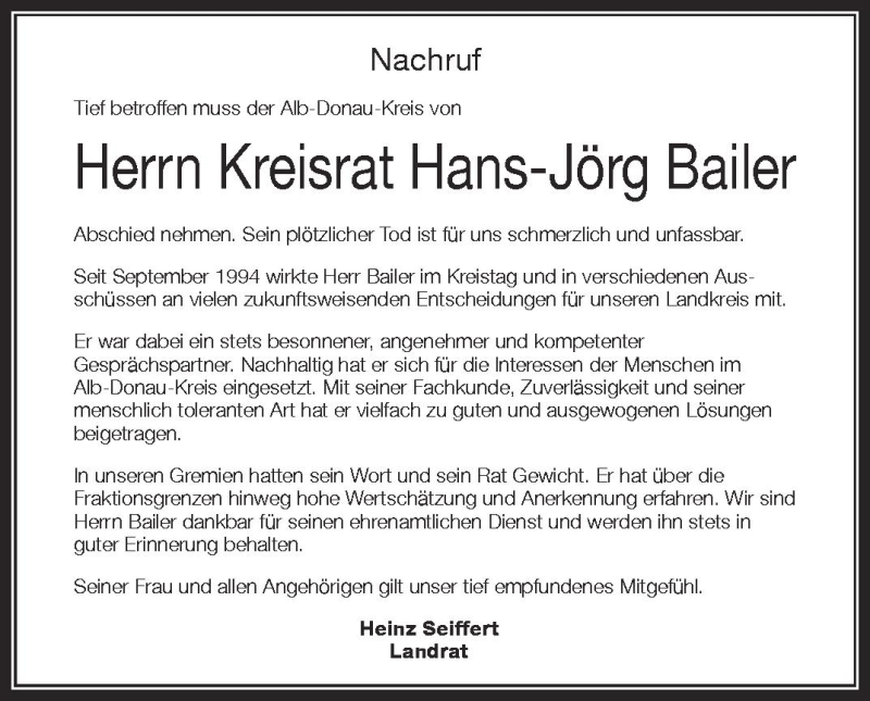  Traueranzeige für Hans-Jörg Bailer vom 25.04.2012 aus Schwäbische Zeitung