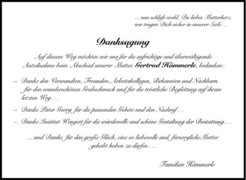 Anzeige von Gertrud Kämmerle von Schwäbische Zeitung