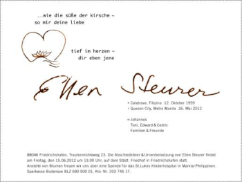 Anzeige von Ellen Steurer von Schwäbische Zeitung