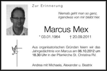 Anzeige von Marcus Mex von Schwäbische Zeitung