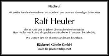 Anzeige von Ralf Heuler von Schwäbische Zeitung