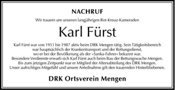 Anzeige von Karl Fürst von Schwäbische Zeitung