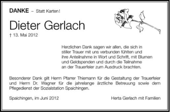 Anzeige von Dieter Gerlach von Schwäbische Zeitung
