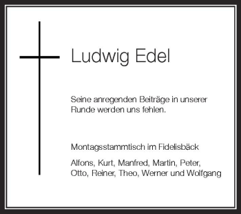 Anzeige von Ludwig Edel von Schwäbische Zeitung